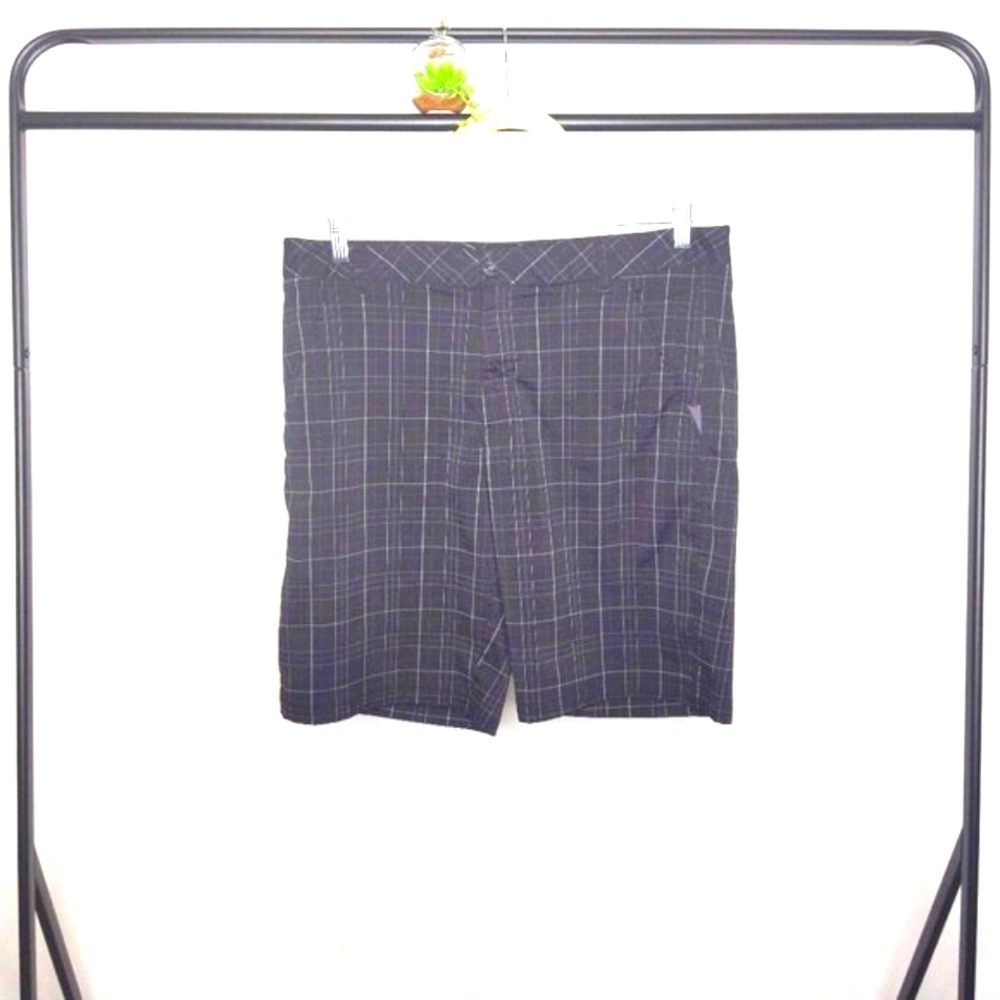 Fila Sport Black/Gray Plaid Flat Front Golf Shorts - Picture 1 of 10